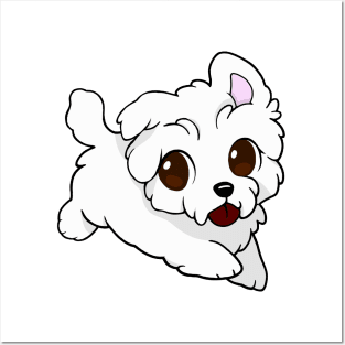 cute white puppy Posters and Art